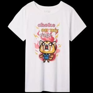 5X 28W Pink Aggretsuko Tee Flames Sanrio Choke On My Rage Plussize Fox Cartoon